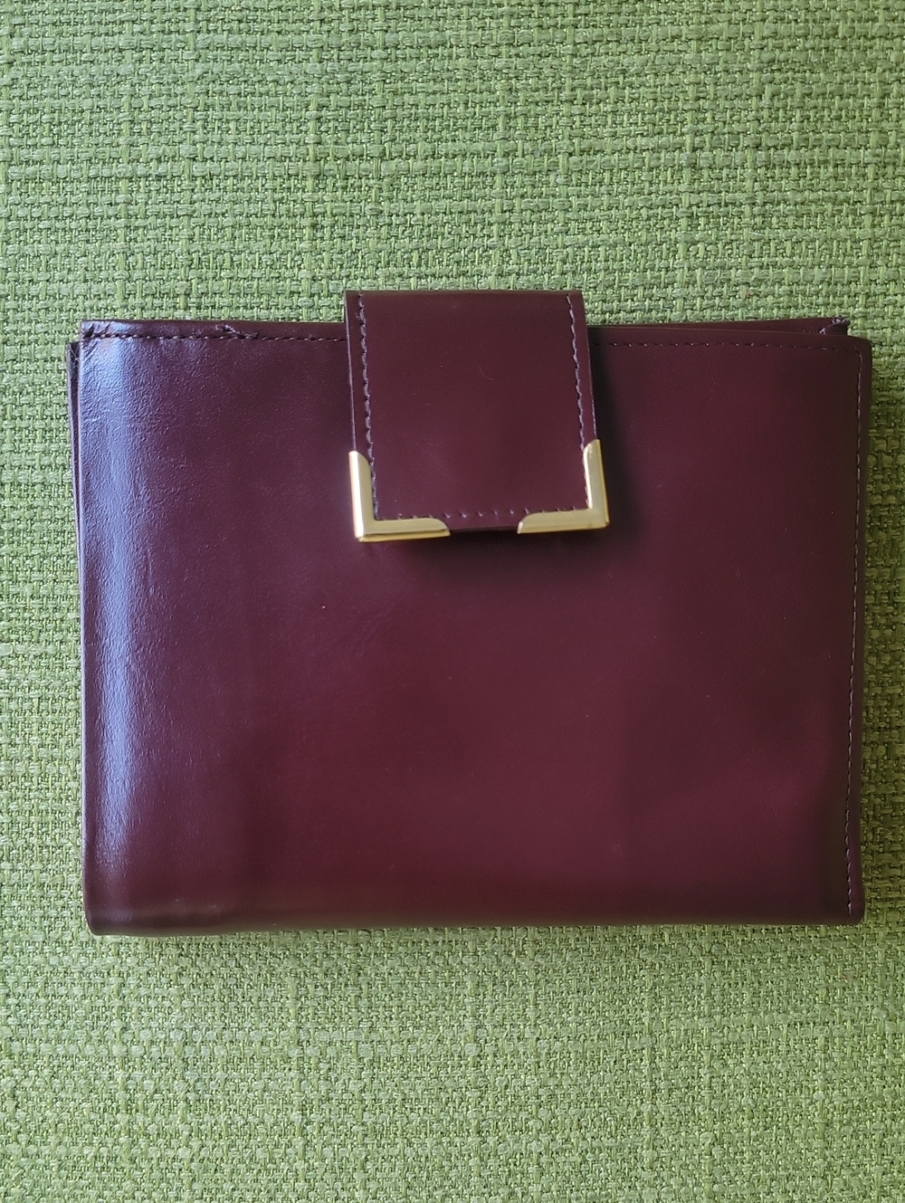 Princess Gardner Women's Burgundy Leather Passport Holder with Gold Accent